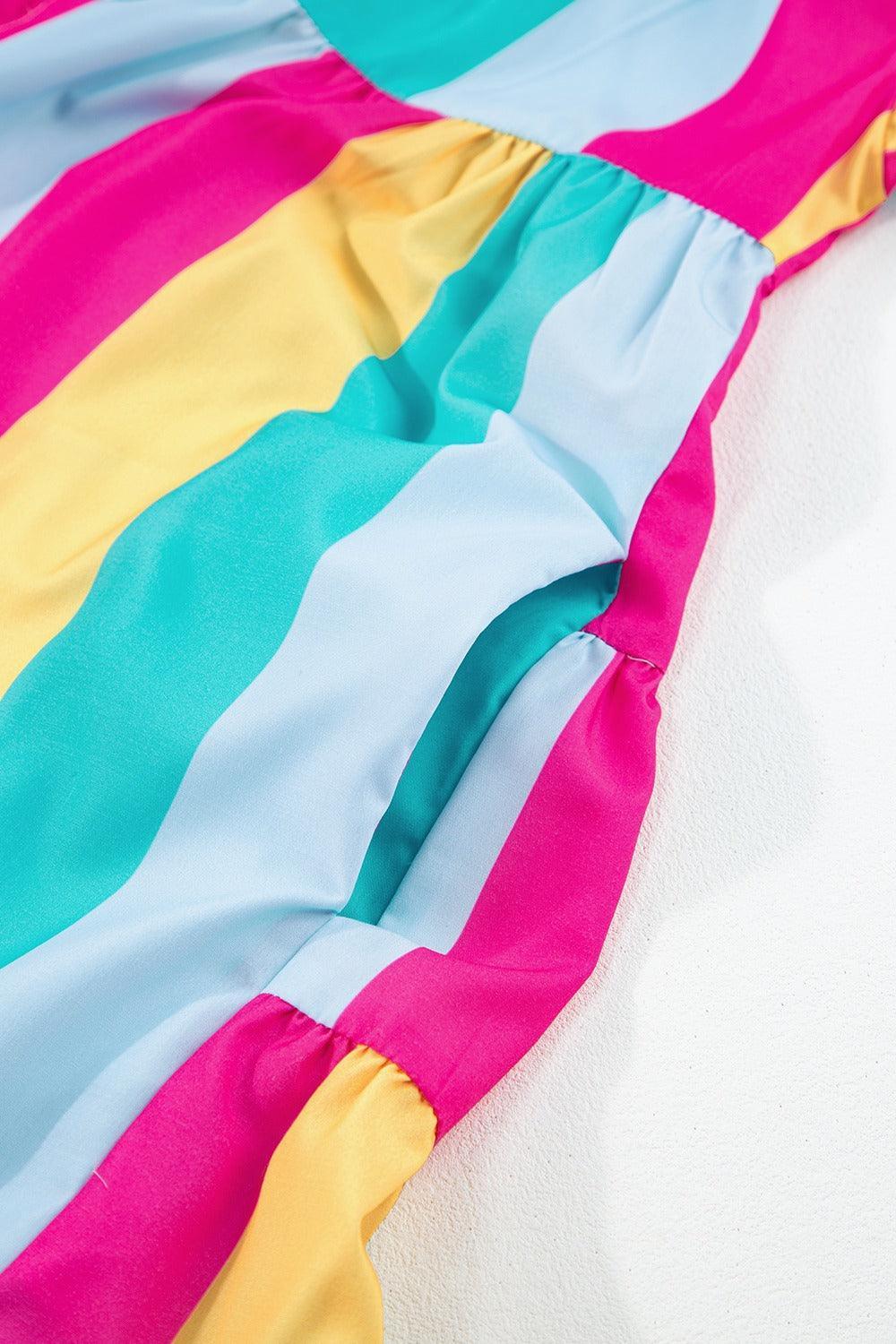 Color Block Half Sleeve Mini Dress - ClubOn