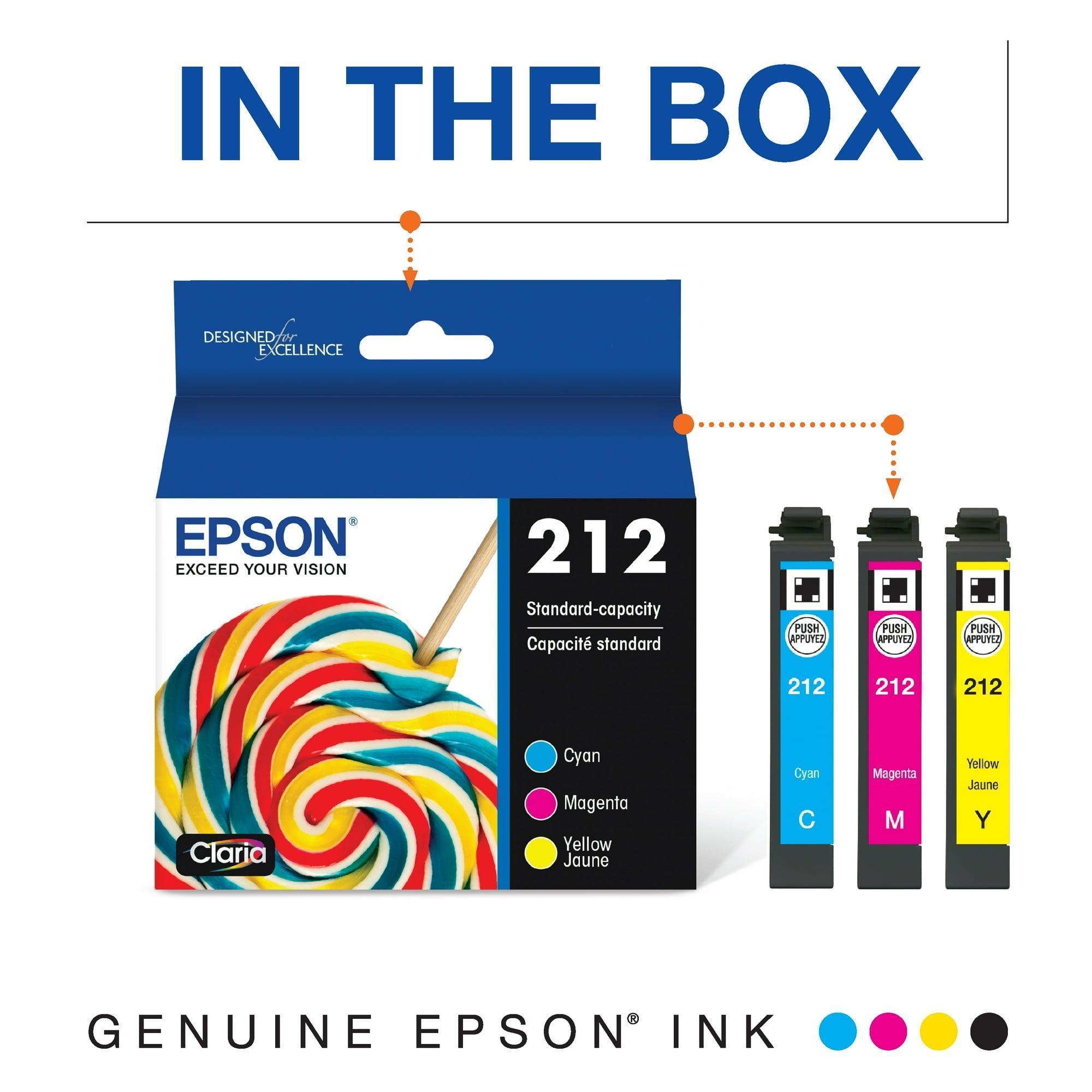 EPSON 212 Claria Ink Standard Capacity Color Combo Pack (T212520-S) – Compatible with WorkForce WF-2830, WF-2850, Expression XP-4100, XP-4105 - ClubOn