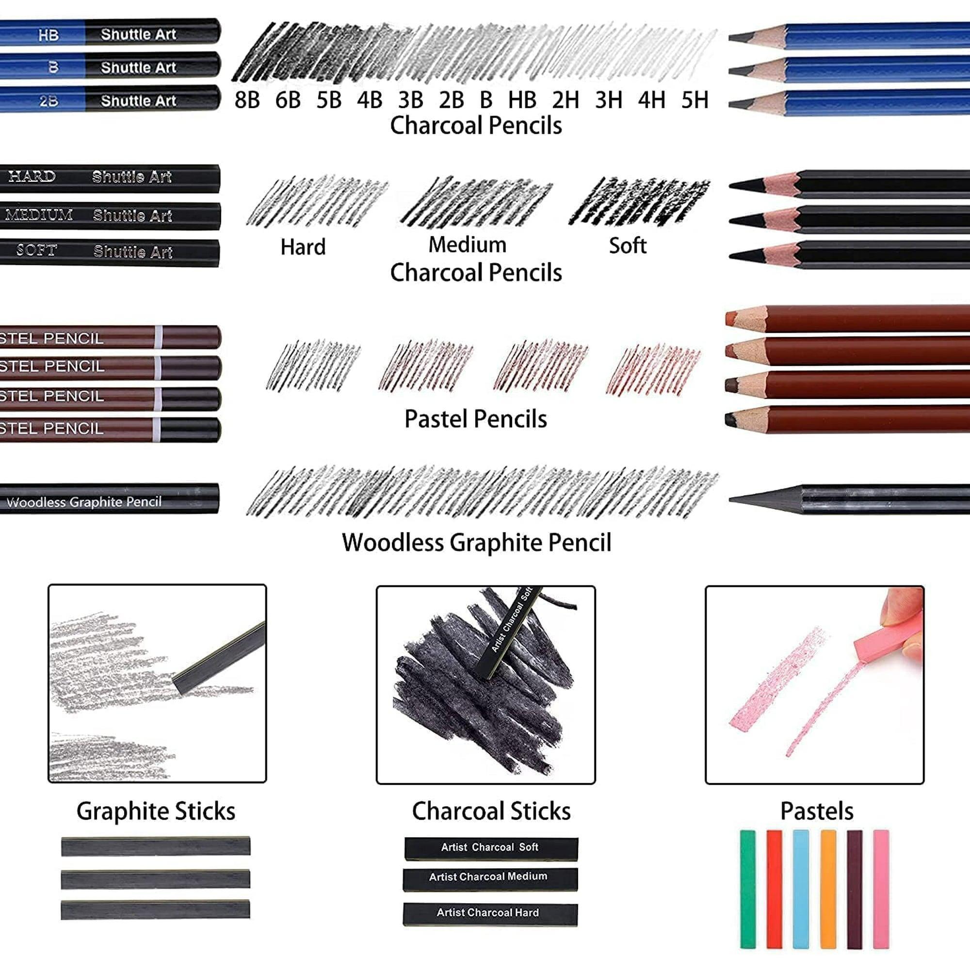 Drawing Pencils Set, 52 Pack Professional Sketch Pencils with Graphite, Charcoal Sticks, Sketch Book & Carry Case for Adults & Kids - ClubOn