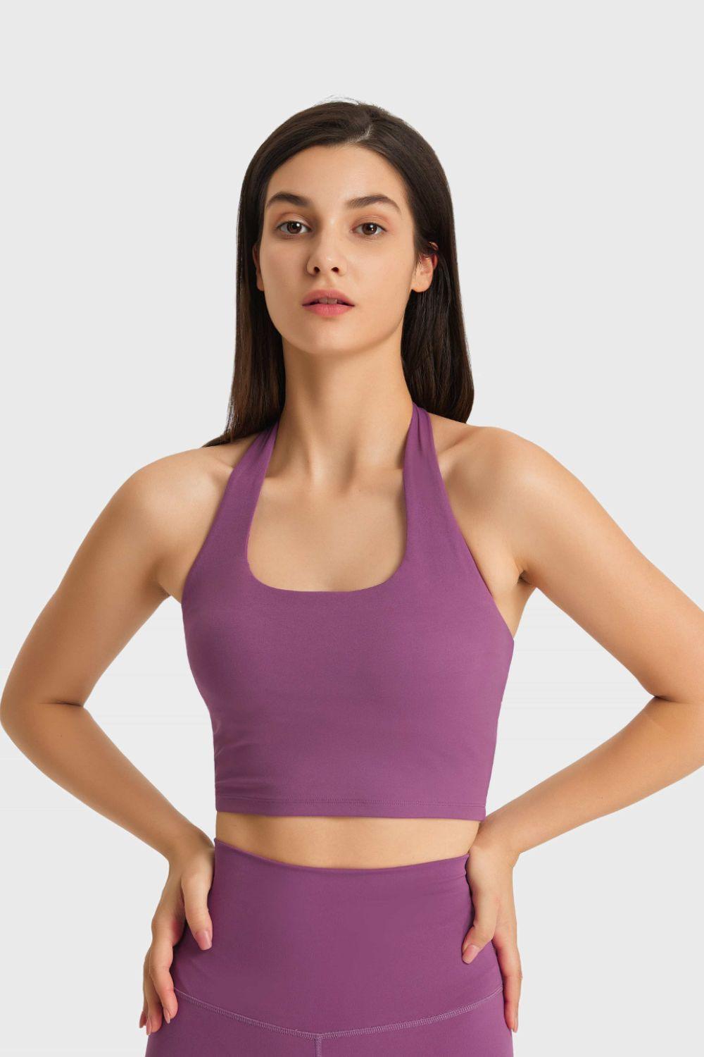 Millennia Breathable Halter Neck Sports Bra - ClubOn