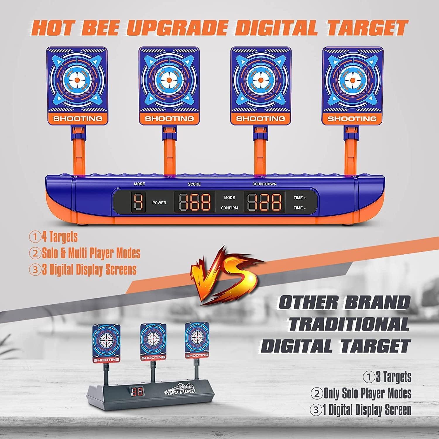 Hot Bee Electronic Shooting Target with 2 Foam Dart Blasters – Outdoor Toys for Boys, Kids 5, 6, 7+ - ClubOn