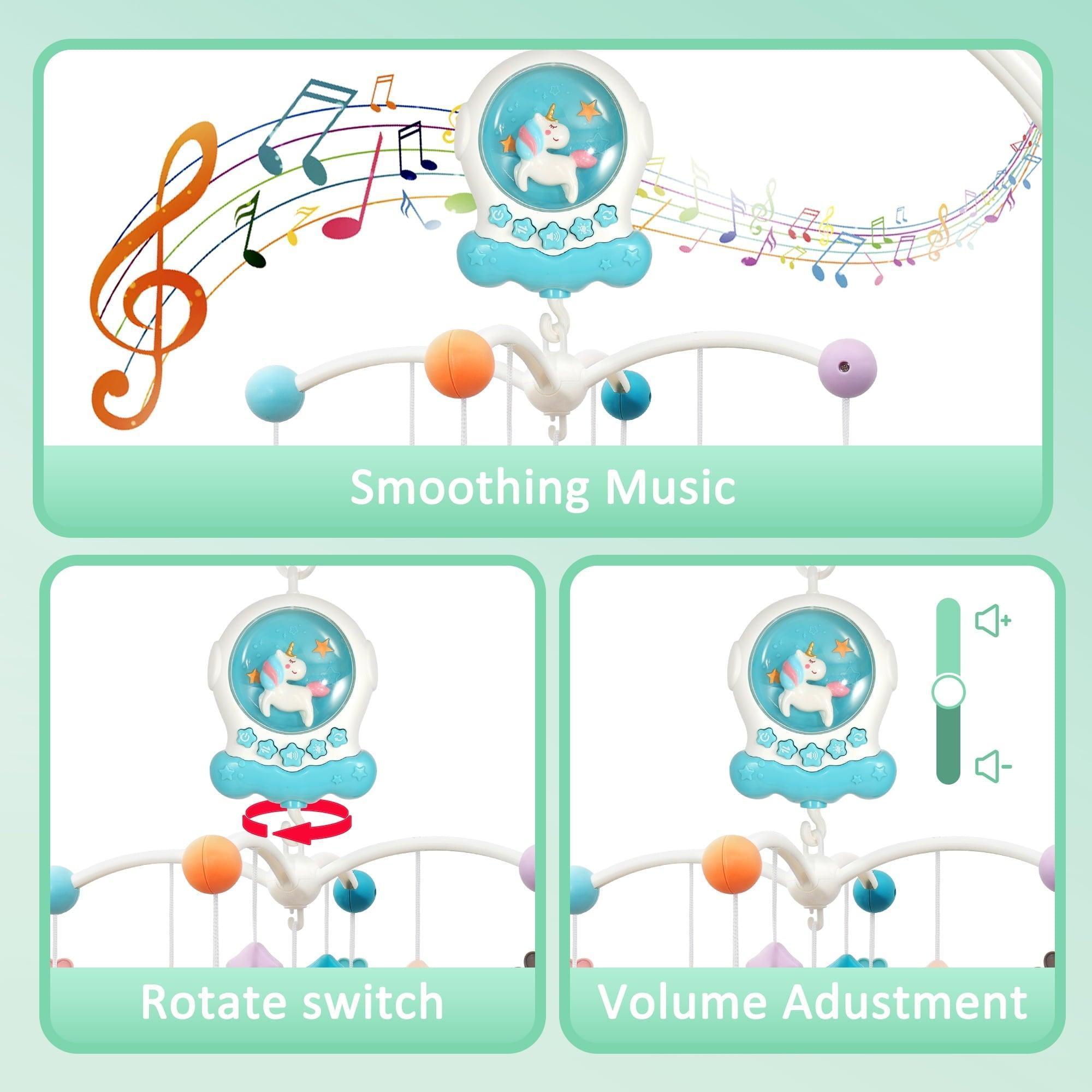 FVLOENG Crib Mobile with Music & Lights, Remote Control, Baby Crib Carousel, 0-6 Months - ClubOn