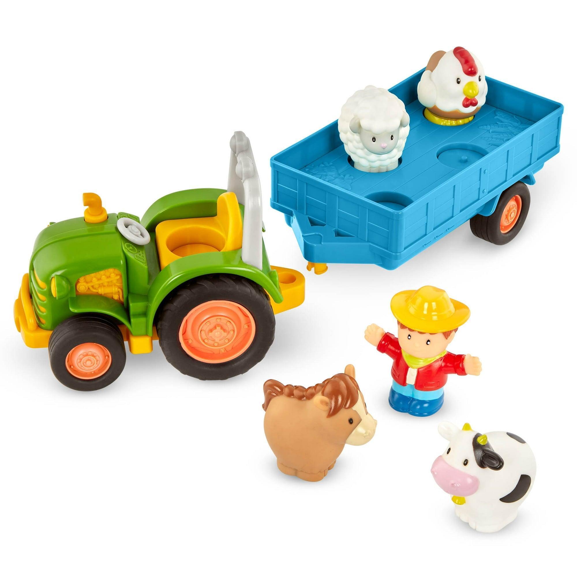 Battat Farming Fun Tractor with 7 Pieces, Lights and Sounds – Toddler and Preschool Toys - ClubOn