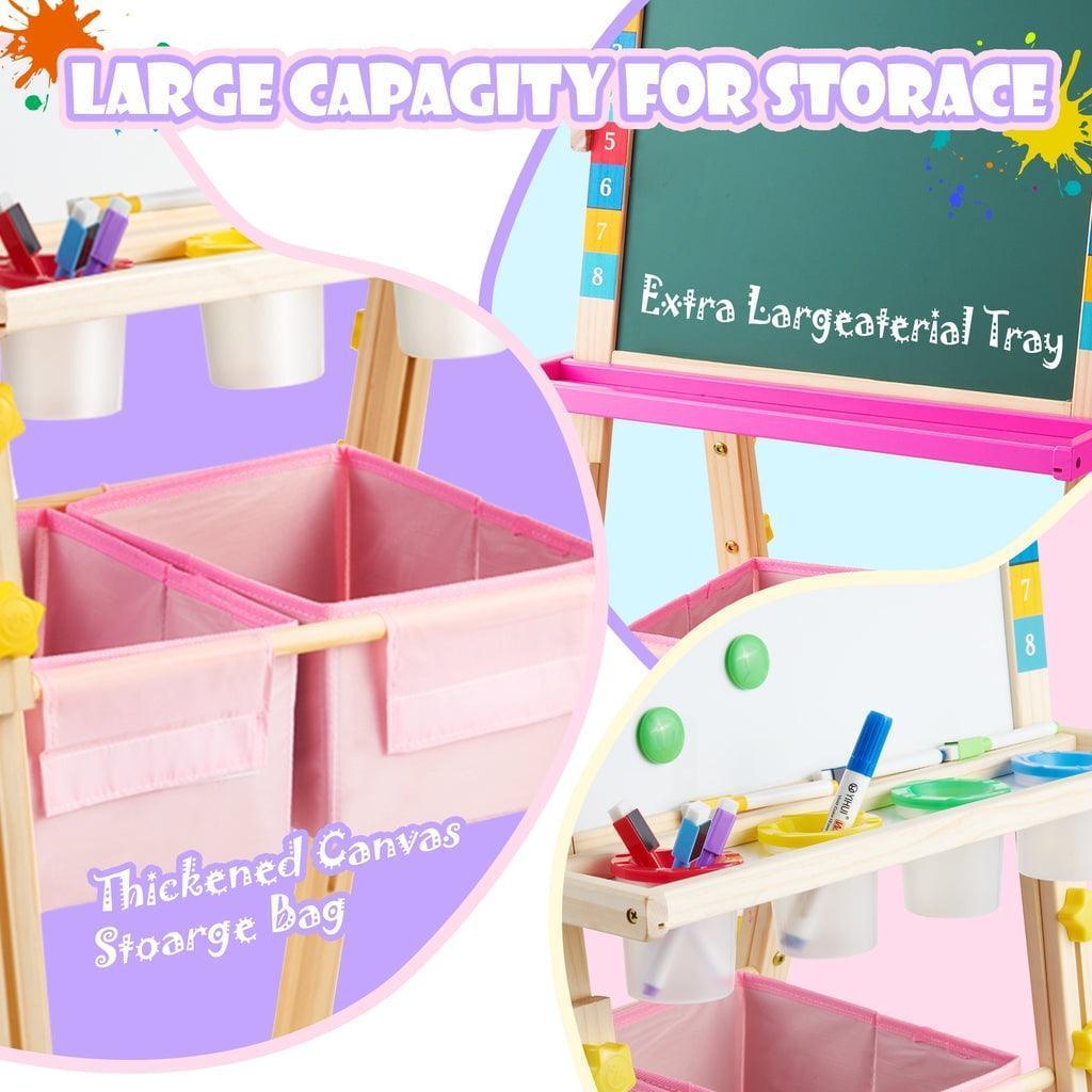 Keenstone Unicorn Art Easel for Kids – Wooden Chalk Board, Magnetic Whiteboard & Painting Paper Stand, Educational Gift for Toddlers 3-8 - ClubOn