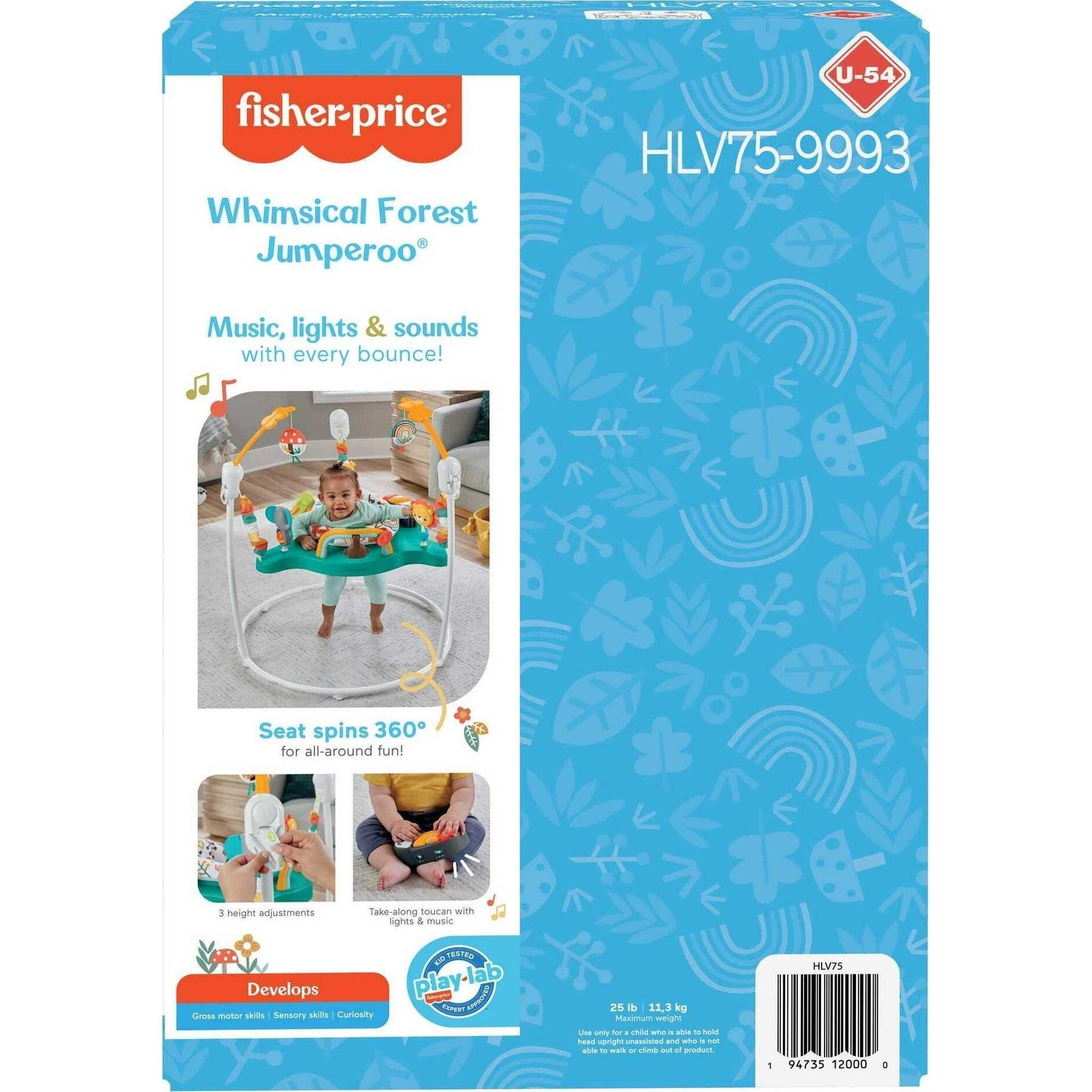 Fisher-Price Baby Bouncer Whimsical Forest Jumperoo Activity Center with Music and Lights, Unisex - ClubOn