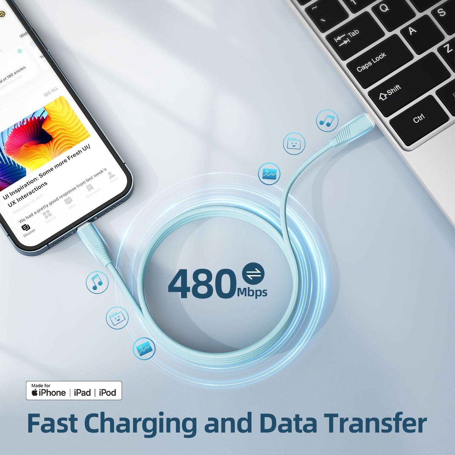 iPhone Charger Fast Charging 20W PD USB-C Wall Charger & 6FT USB C Cable – Compatible with iPhone 14, 13, 12, 11, X, 8, 7 & More - ClubOn