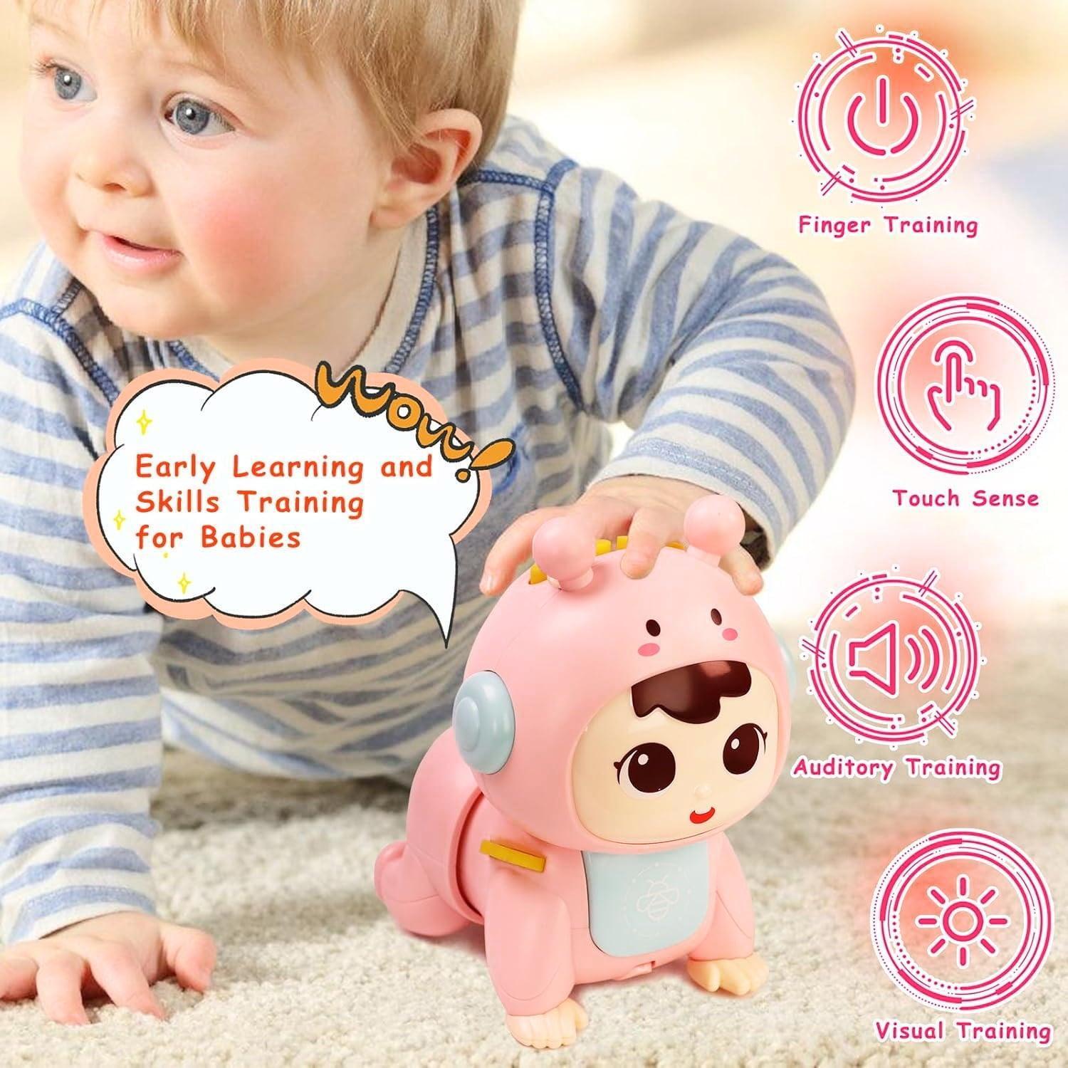 Crawling Musical Baby Toys for 6-12 Months, Tummy Play Time, Learn Crawl Walk, Christmas Gifts for Boys & Girls - ClubOn