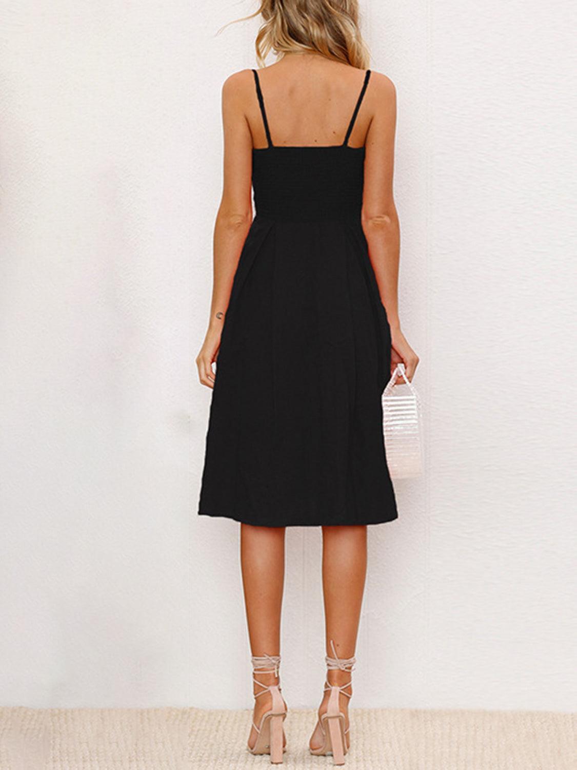 Cutout Smocked Sweetheart Neck Cami Dress - ClubOn