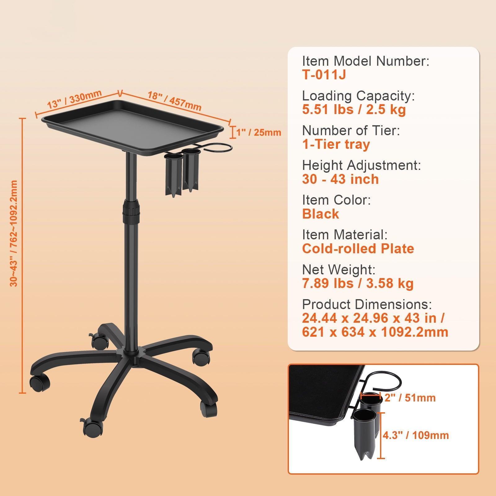 SKYSHALO Adjustable Rolling Salon Tray Cart, 30