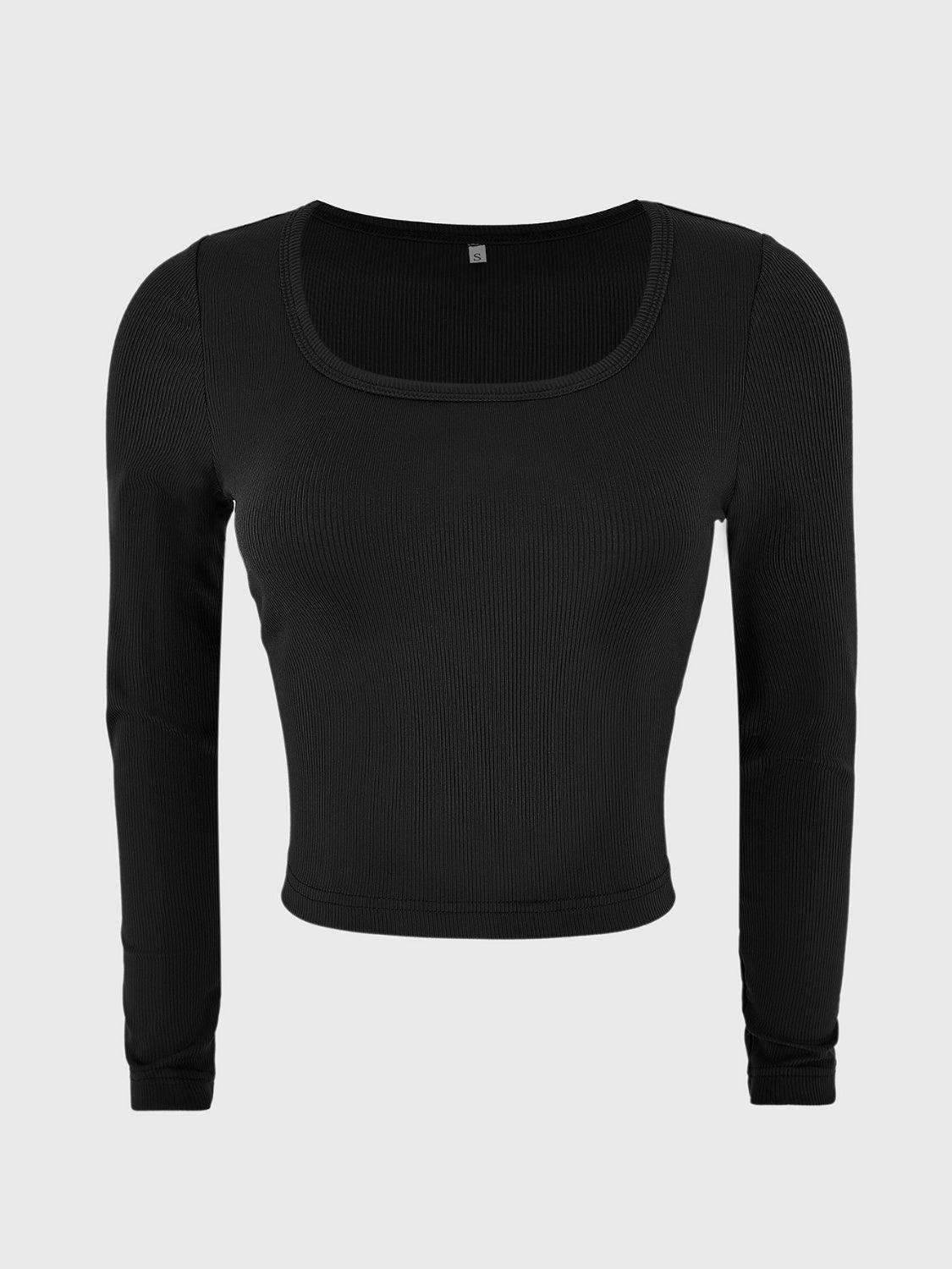 Scoop Neck Long Sleeve T-Shirt - ClubOn