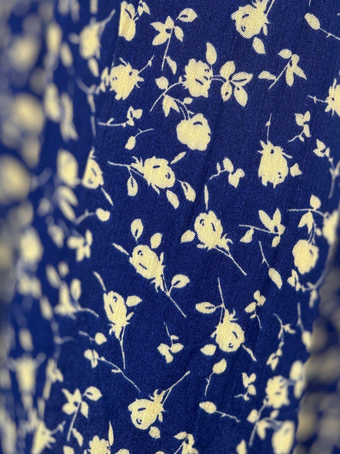 Double Take Full Size Printed Ruffle Hem Long Sleeve Tiered Dress - ClubOn