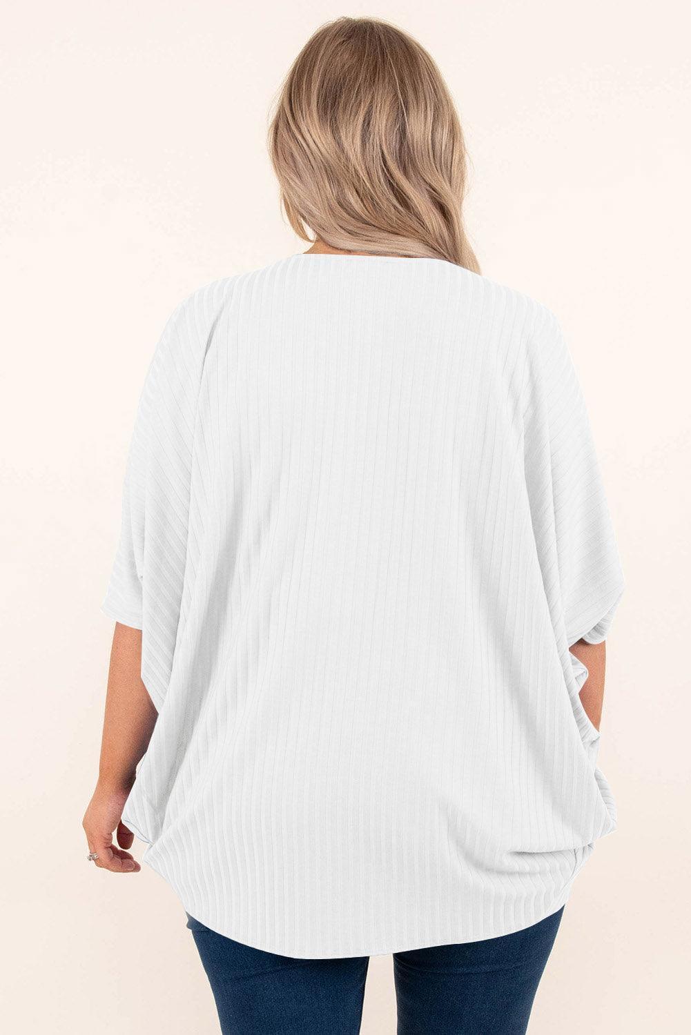 Plus Size Ribbed Cocoon Cover Up - ClubOn