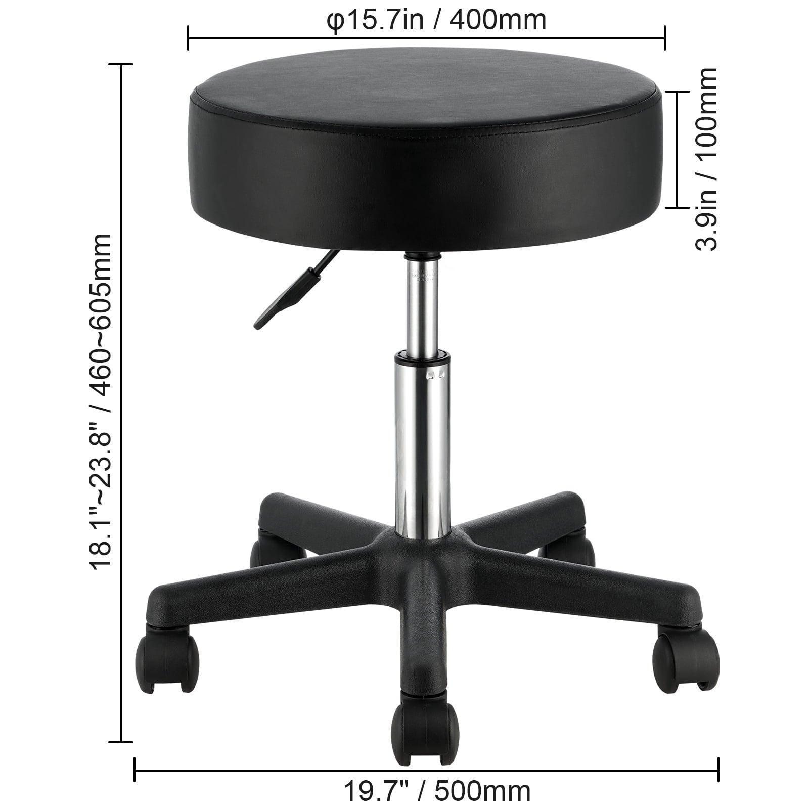 SKYSHALO Rolling Stool with Wheels, Adjustable Height, 400 LBS Capacity, Ultra-Thick Cushion, Black - ClubOn