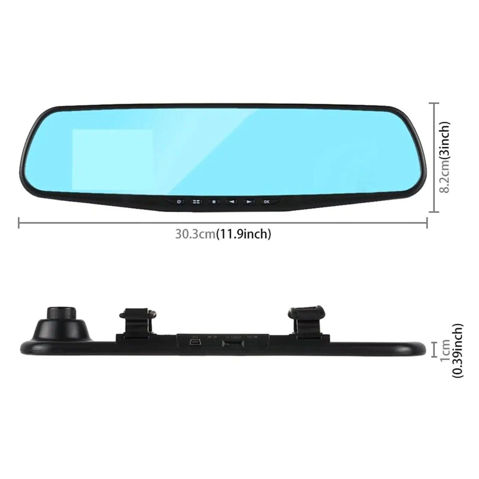 1080P HD Rearview Mirror Car DVR Dual Dash Cam Camera Front Rear Video Recorder - ClubOn