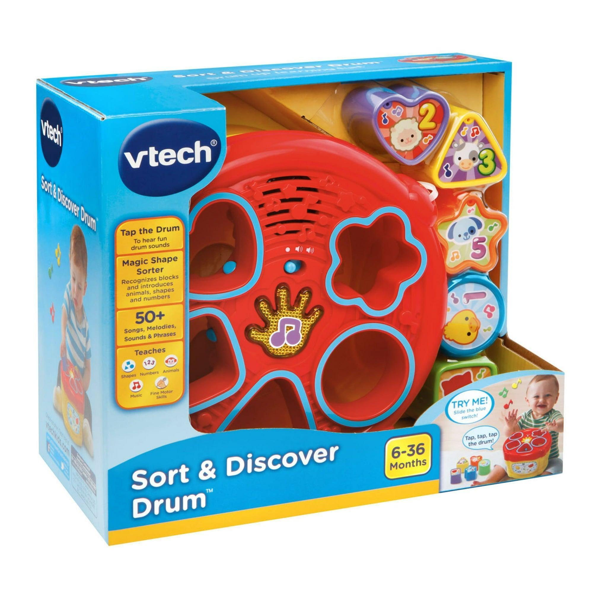 VTech Sort and Discover Drum Toy, Musical Instruments with Accessories Included, Baby and Toddler Toys - ClubOn