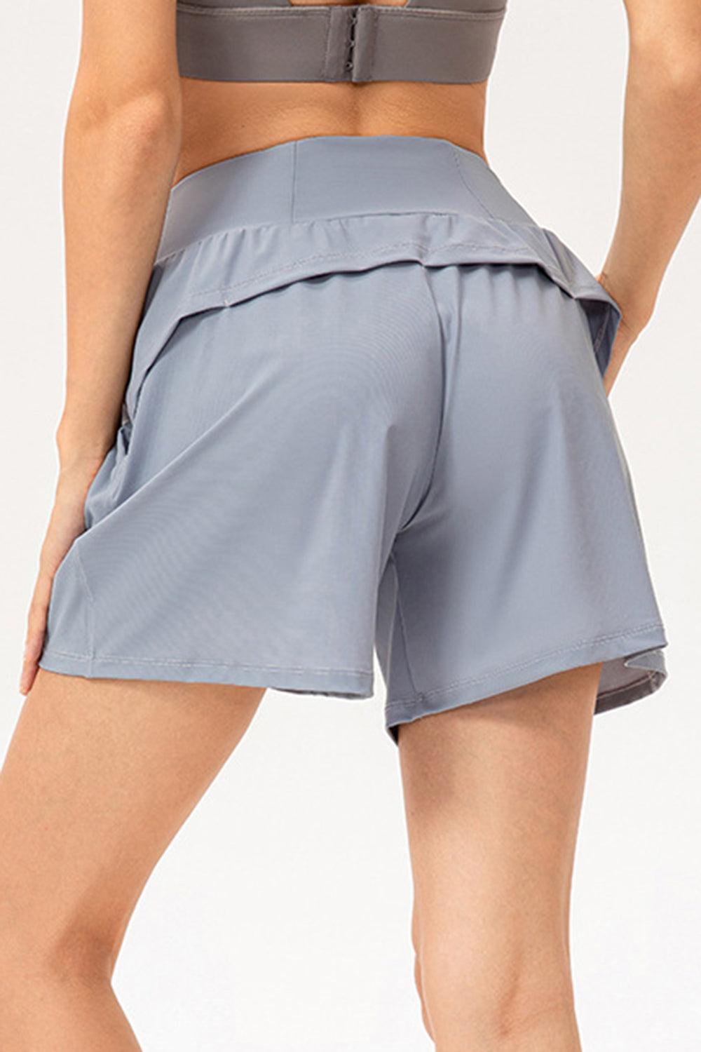 Pocketed Elastic Waist Active Shorts - ClubOn