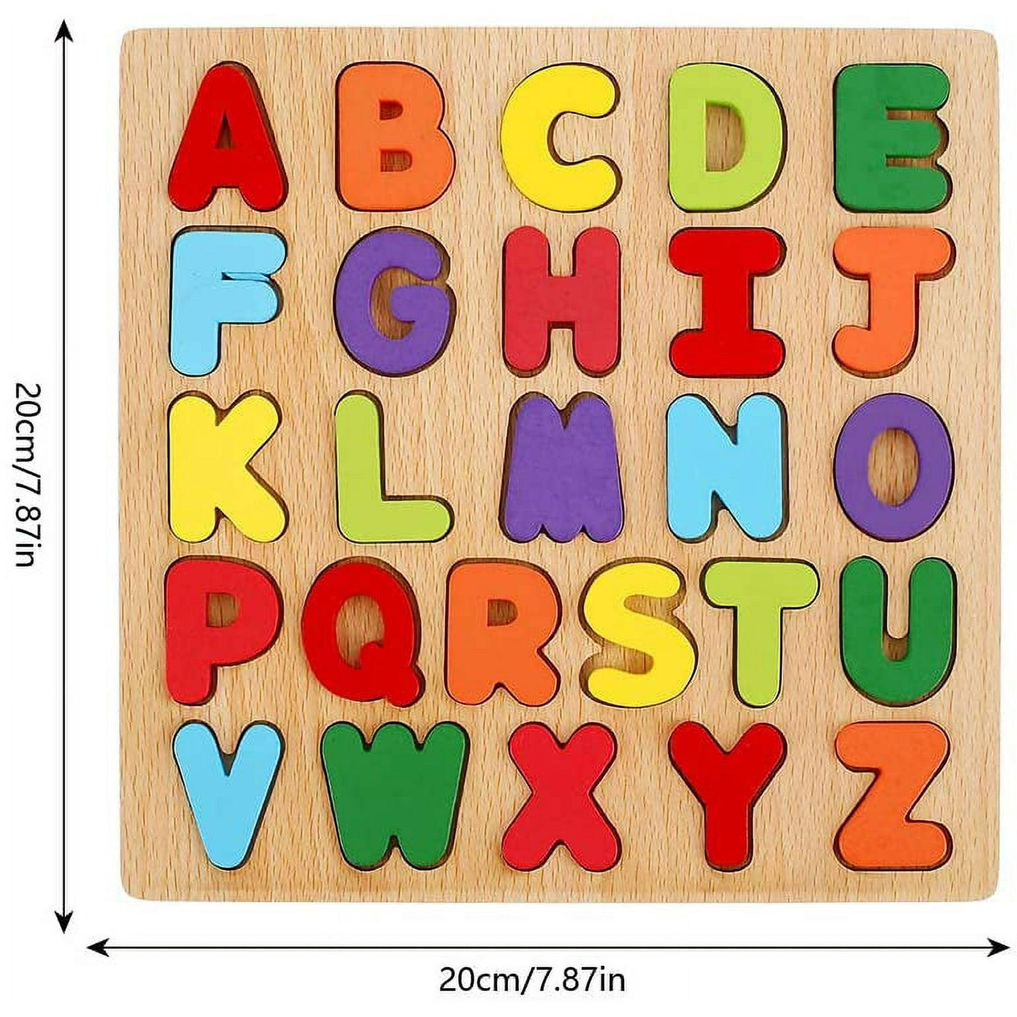 2PCS Wooden Alphabet Puzzles Set, 3D ABC Letter, Number & Shape Puzzle Set, Educational Puzzle Board for Kids - ClubOn