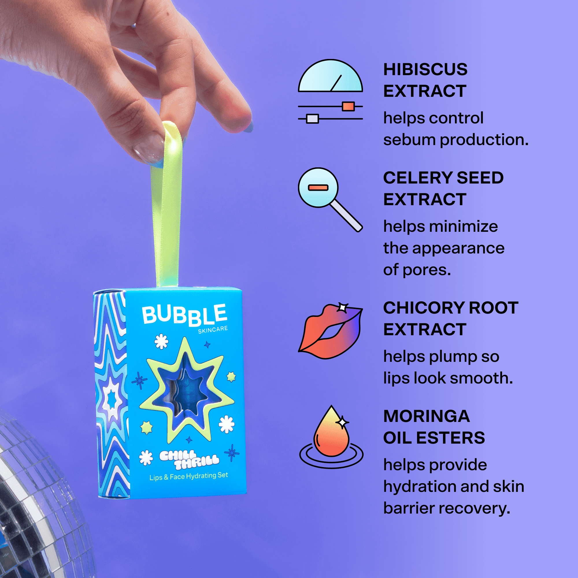 Bubble Skincare Chill Thrill Holiday Gift Set, 2 Pieces – Cloud Surf Moisturizer 10ml & Tell All Mint Lip Balm, For All Skin Types - ClubOn