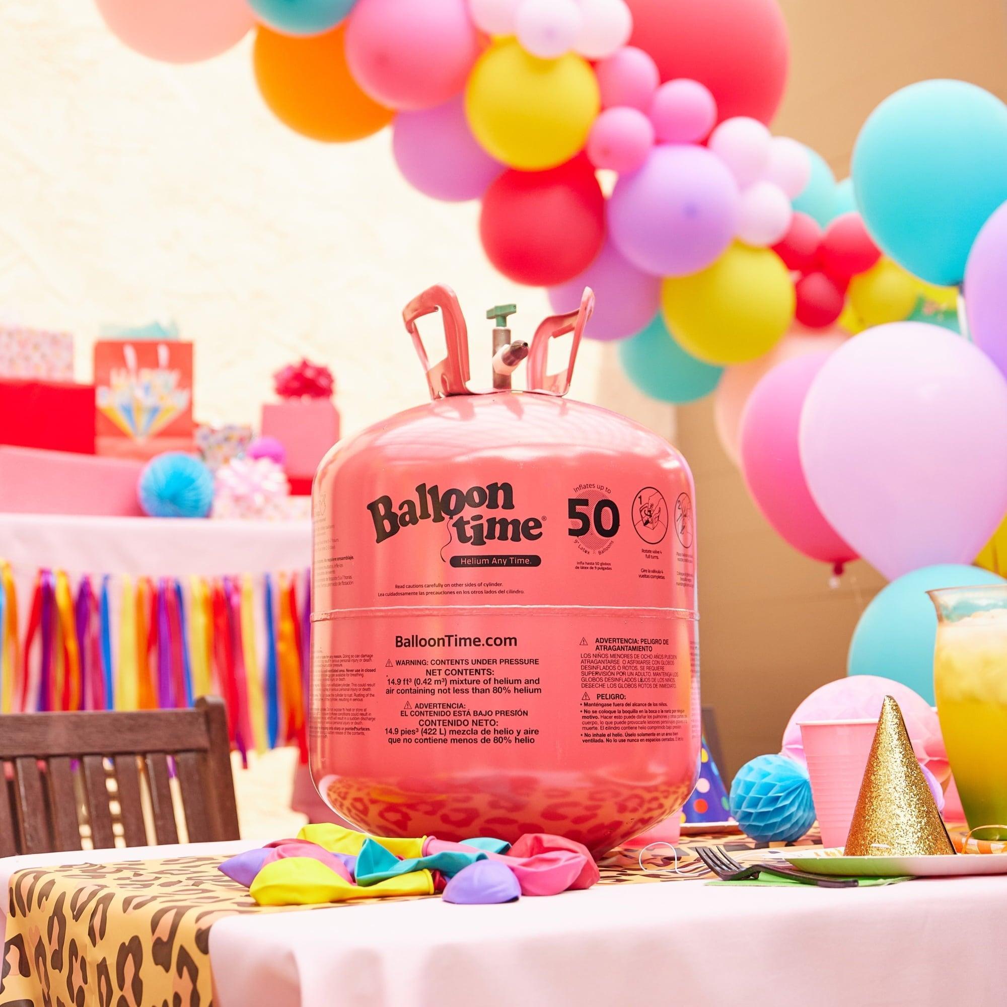 Balloon Time 12in Jumbo Helium Tank Kit with 50 Latex Balloons, Colorful Assortment - ClubOn