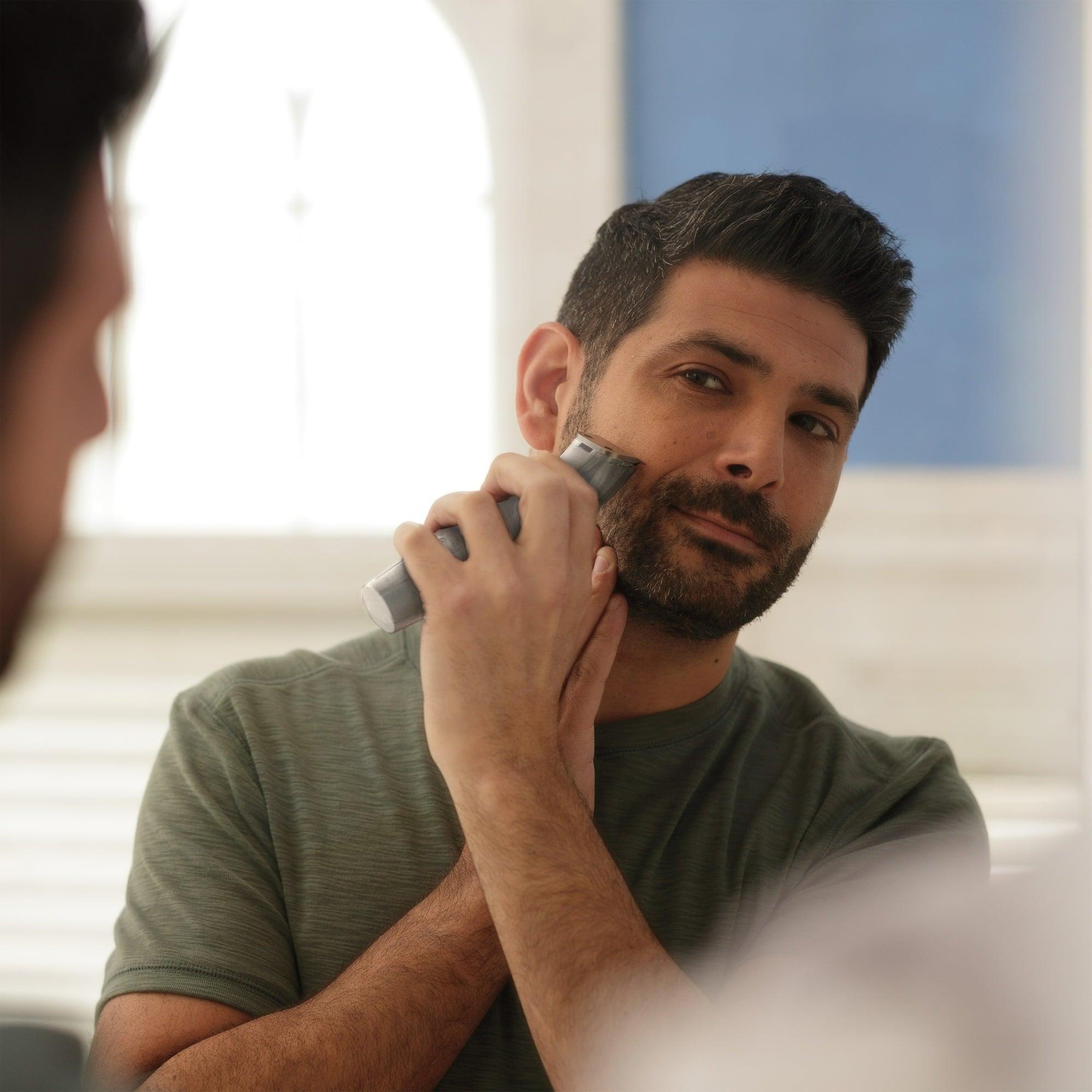 Wahl Mustache Men's Multi-Groomer, Battery Beard Trimmer, Silver, 12pc - Model 5606-700 - ClubOn