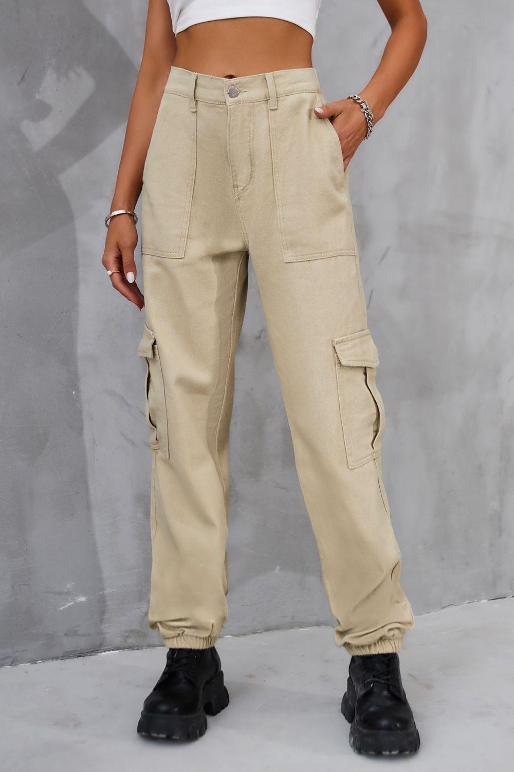 Buttoned High Waist Jeans with Pockets - ClubOn