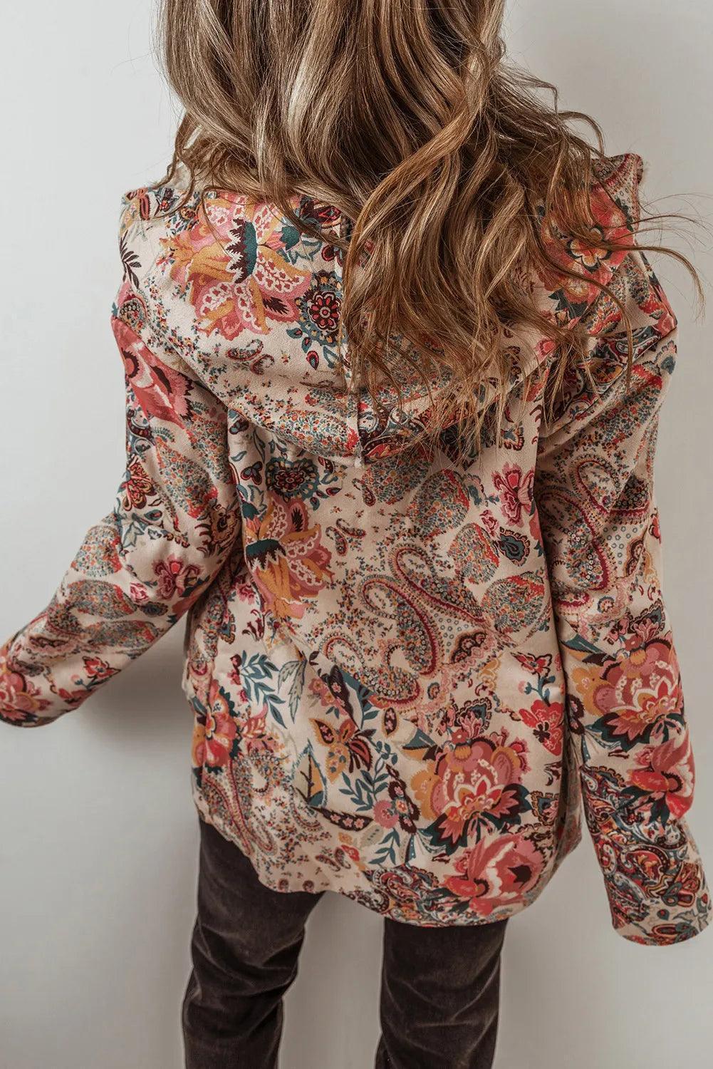 Printed Long Sleeve Hooded Jacket - ClubOn