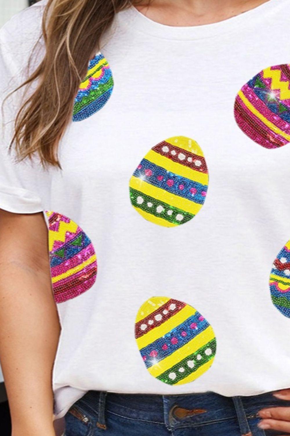 Plus Size Easter Round Neck Short Sleeve T-Shirt - ClubOn