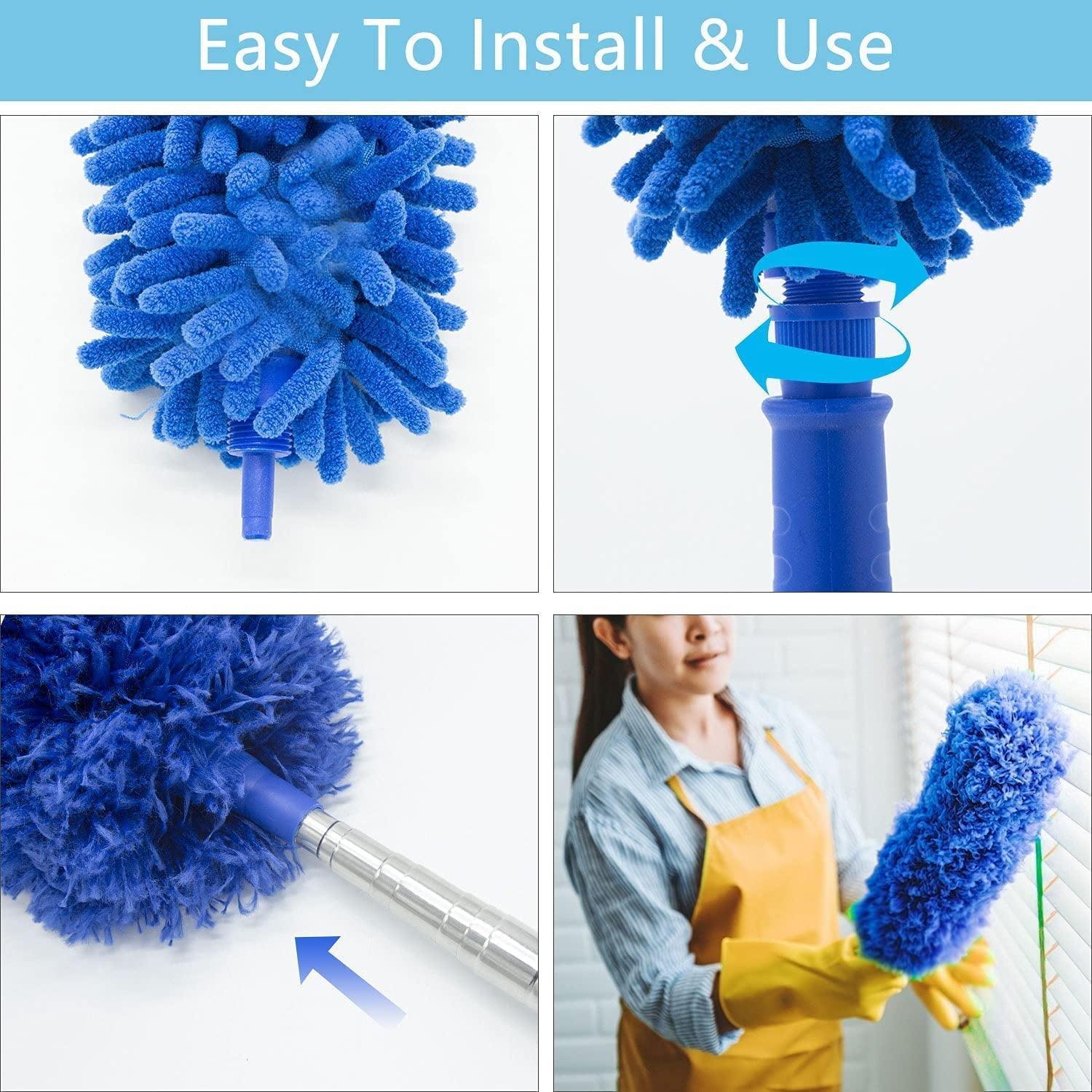 Cleanse Home 8PCS Microfiber Duster Set with Detachable Extension Pole (30-100