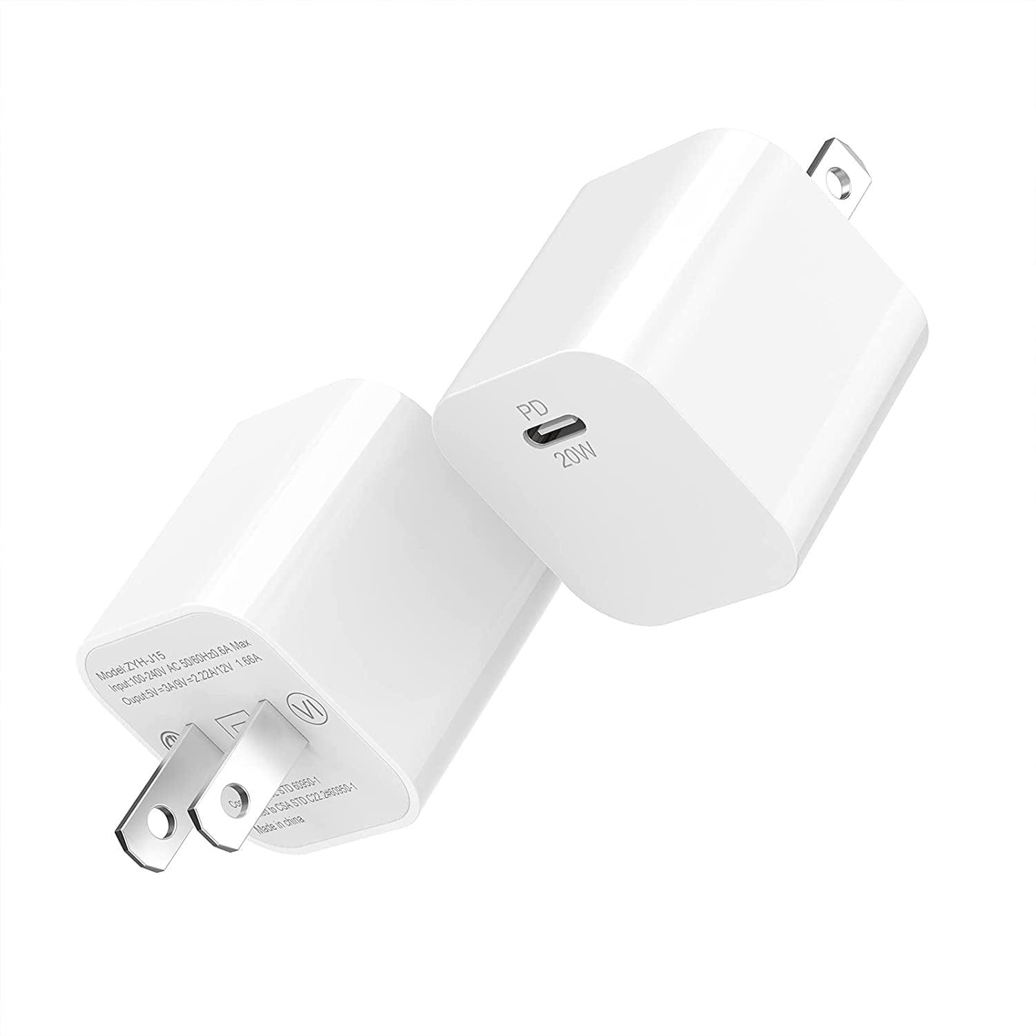 2-Pack 20W USB C Wall Charger – Fast Charging Block with USB-C to Lightning Cable for iPhone, iPad, and More - ClubOn