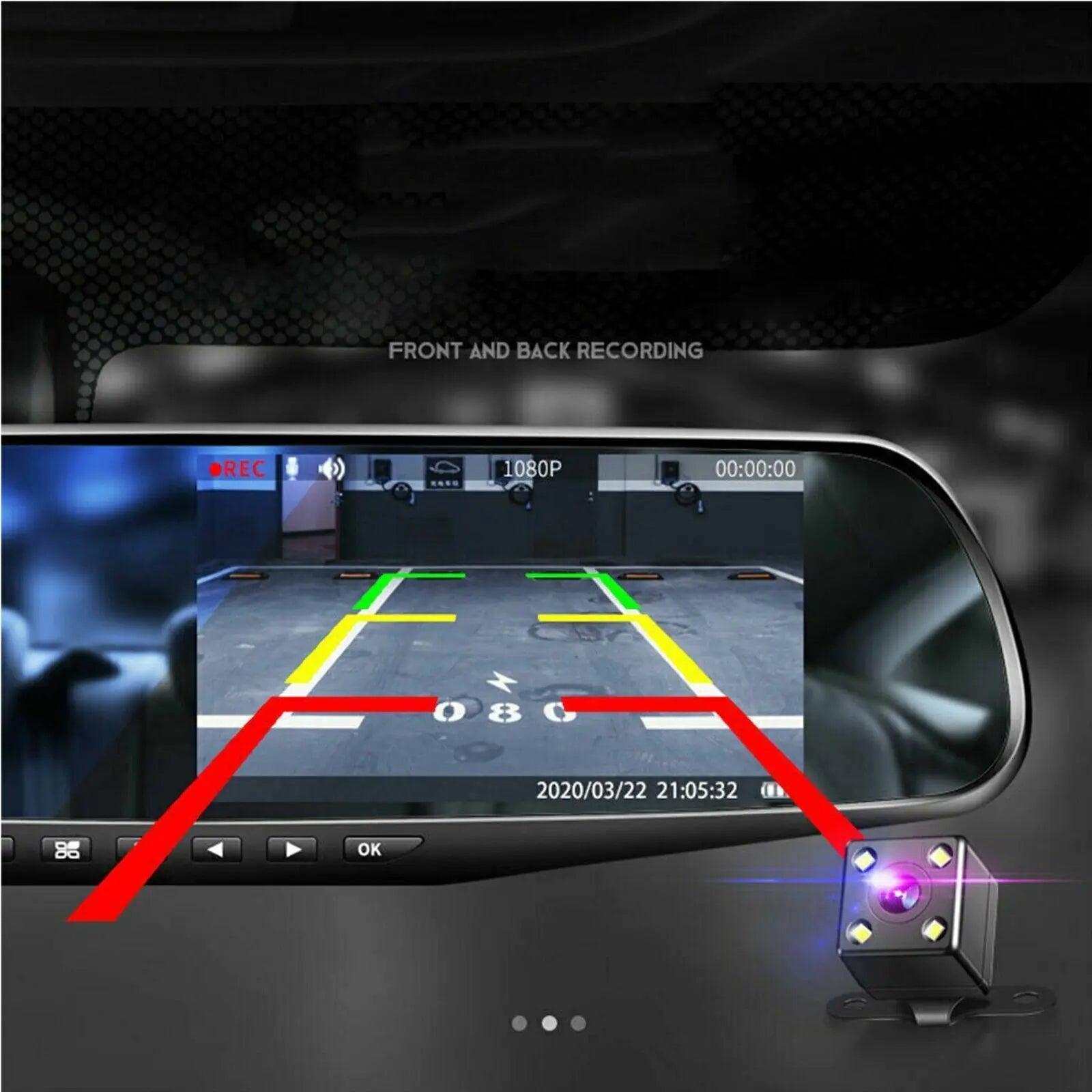 1080P HD Rearview Mirror Car DVR Dual Dash Cam Camera Front Rear Video Recorder - ClubOn