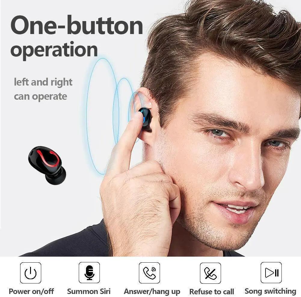 Bluetooth 5.1 Headset TWS Wireless Earphones Mini Earbuds Stereo Headphones IPX7 - ClubOn